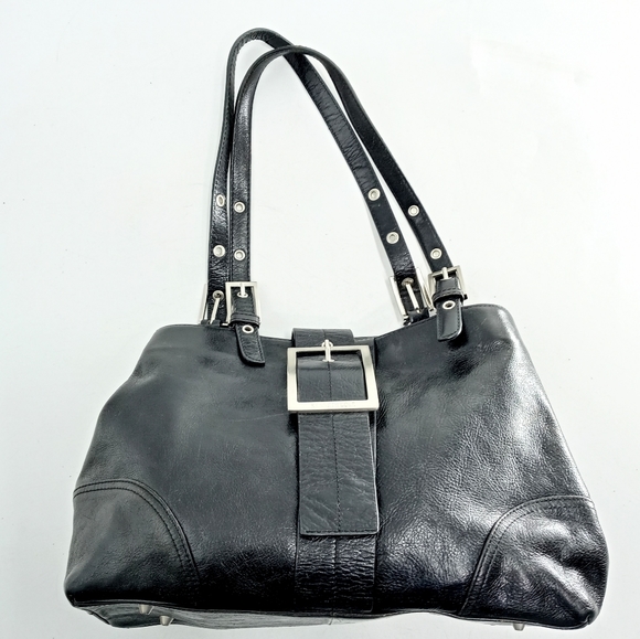 Kenneth Cole Shoulder Bag Black Leather Buckle - Picture 13 of 16